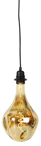 Lampada a sospensione nera dimmerabile con LED specchio oro dimmerabile - Cava Luxe