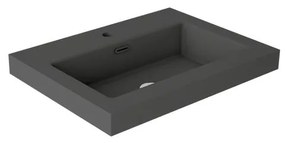 Lavabo da incasso con bordo a vista d'appoggio bacino al centro rettangolare Nantes L 61 x H 6 x P 46 cm in resina cenere