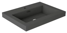 Lavabo da incasso con bordo a vista rettangolare vasca centrale Nantes L 61 x H 6 x P 46 cm in resina cenere