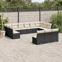 Set Divani da Giardino 13pz con Cuscini Nero in Polyrattancod mxl 91538