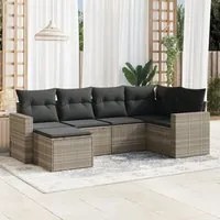 Set Divano da Giardino 6pz con Cuscini Grigio Chiaro Polyrattan 3251599