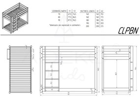 Letto da bambini a castello/estraibile di colore naturale con contenitore con rete inclusa 90x200 cm CLPBN – Adeko