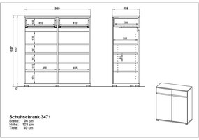 Scarpiera in faggio con cassetti Lissabon - Germania