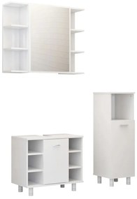 Set mobili da bagno 3 pz bianco in truciolato