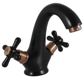 RAV Slezák MK128.0CMATSM - Miscelatore per lavabo MORAVA RETRO 16 cm nero/ottone