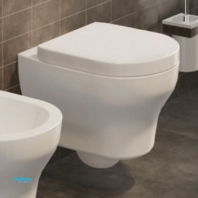 Wc Sospeso Senza Brida Ceramica Cielo Bianco Lucido "Jo"