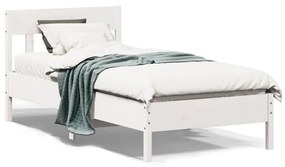Letto Senza Materasso Bianco 90x190 Cm İn Legno Massello Pino /