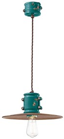 Lampadario Vintage Urban Ferro E Ceramica Verde 1 Luce E27 40Cm