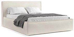 Letto matrimoniale imbottito crema con spazio contenitivo e rete 160x200 cm Lounge L - Maison de Rêve