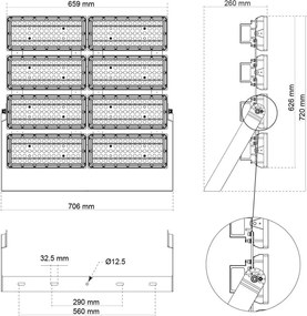 Faro Modulare LED 1.600W IP66 167lm/W Dimmerabile DALI - INVENTRONICS Colore Bianco Naturale 4.000K