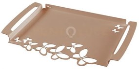 Vassoio grande con farfalle butterfly beige in ferro 46x30cm