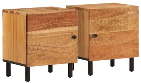 Comodini 2pz 40x33x46 cm in legno massello di acacia