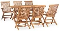 Set da Pranzo da Giardino 7 pz Pieghevole in Massello di Teak cod mxl 40778