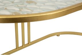 Tavolino da salotto bianco/dorato con piano in vetro 50x90 cm Antalia – Mauro Ferretti