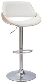 Sgabello da bar design regolabile bianco e legno chiaro CLASH