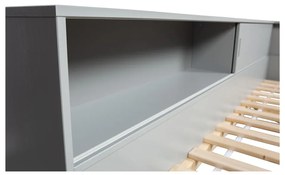 Letto singolo in pino grigio con contenitore 90x200 cm Connect - WOOOD