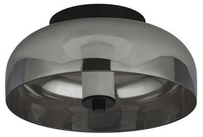 Plafoniera Contemporanea Frisbee Acciaio Nero Vetro Led 12,6W 3000K