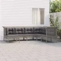 Set Divani da Giardino 7 pz con Cuscini in Polyrattan Grigiocod mxl 124620