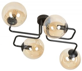 Lampadario da Soffitto BRENDI 4 in acciaio e vetro 4xE14 Colore delle Sfere Ambrate