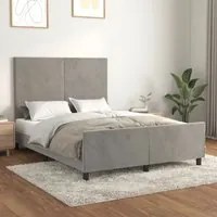 Giroletto con Testiera Grigio Chiaro 140x200 cm in Velluto cod mxl 58776