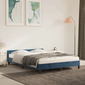 Giroletto Senza Materasso Blu Scuro 140x190 Cm İn Velluto /