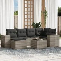 Set Divani da Giardino 7pz con Cuscini Grigio Chiaro Polyrattan 3255209