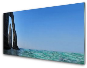 Quadro acrilico Paesaggio marino roccioso 100x50 cm