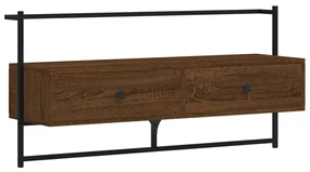 Mobile tv a muro rovere marrone 100,5x30x51cm legno multistrato