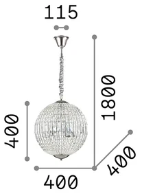 Sospensione Moderna Luxor Metallo-Cristallo Cromo 6 Luci G9 3W 3000K Luce Calda