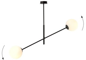 Lampadario da Soffitto in Acciaio e Vetro LINEAR 2 Nero 2xE14