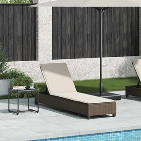 Lettino Prendisole Con Cuscini Marrone 55x200x25,5cm Polyrattan /