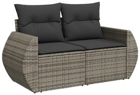 Set Divano da Giardino 6 pz con Cuscini Grigio in Polyrattan