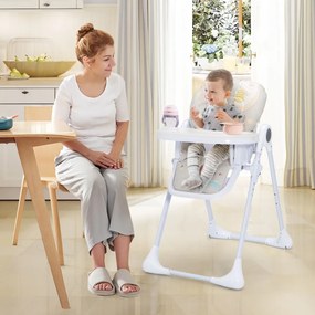 Costway Seggiolone per neonati con altezza regolabile schienale poggiapiedi doppio vassoio, Seggiolone pieghevole