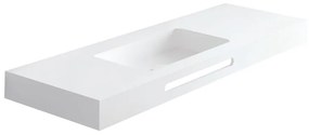 Lavabo sospeso rettangolare Zen L100 H 10 x P 46 cm in acrilico bianco