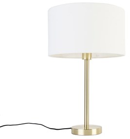 Lampada da tavolo classica in ottone con paralume bianco 35 cm - Simplo