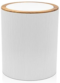 Pattumiera 5lt Bianco coperchio basculante dettagli effetto legno Blob