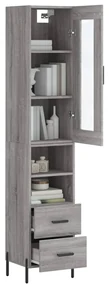Credenza grigio sonoma 34,5x34x180 cm in legno multistrato