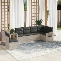 Set Divano da Giardino 6pz con Cuscini Grigio Chiaro Polyrattan 3220231