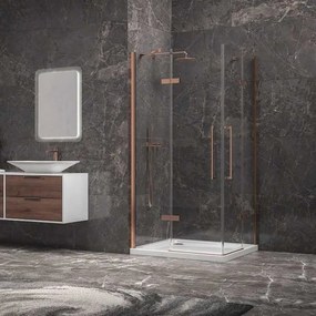 Kamalu - Box doccia 80x80 colore oro rosa battente | KT1000GR