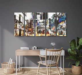Quadri 5 pezzi – Panorami urbani astratti