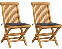 Sedie da Giardino con Cuscini Antracite 2 pz Massello di Teak 3062460