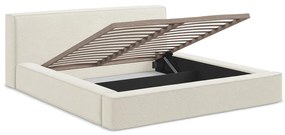 Letto matrimoniale imbottito color crema con contenitore e rete inclusi 180x200 cm Noho – Makamii