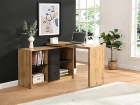 Scrivania allungabile con piano girevole a 360° MDF Naturale e Nero - PAVELO