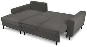 Divano letto angolare in velluto a coste grigio scuro, angolo sinistro Jazz - Kooko Home