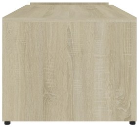 Tavolino bianco e rovere sonoma 90x45x35 cm legno multistrato