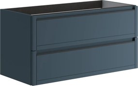 Mobile da bagno sospeso sotto lavabo L 99.5 x H 50 x P 45.5 cm blu opaco, 2 cassetti TRATTO