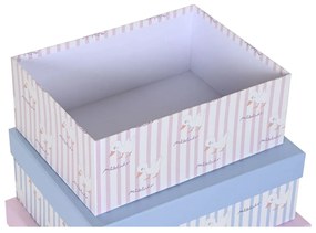 Set di Scatole per Sistemare Impilabili DKD Home Decor Azzurro Rosa Cartone (43,5 x 33,5 x 15,5 cm)