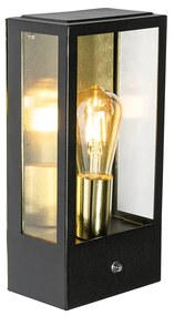 Lampada da parete per esterni nera con sensore crepuscolare oro - Rotterdam
