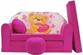 Divano rosa per bambini con orsetto 98 x 170 cm