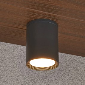Lucande Faretto da soffitto Minna, antracite, 14 cm, IP54, E27 Minna, Nero, Alluminio, Moderno, Plafoniera